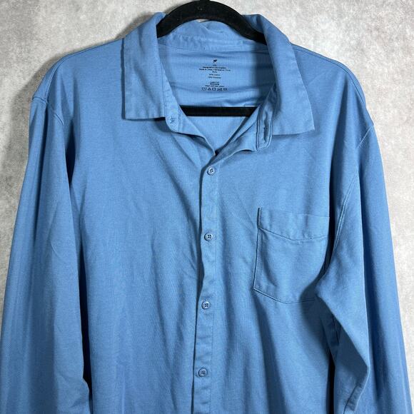Fabletics‎ Shirt Mens Size XXL Blue Long Sleeves Button Up Athleisure Casual - Picture 2 of 7
